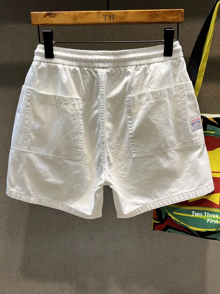 

New 2025 Men's Pure Cotton Casual orts Four-Five Slices Thin Beach Pants Summer Loose Fit Versatile White Workwear orts