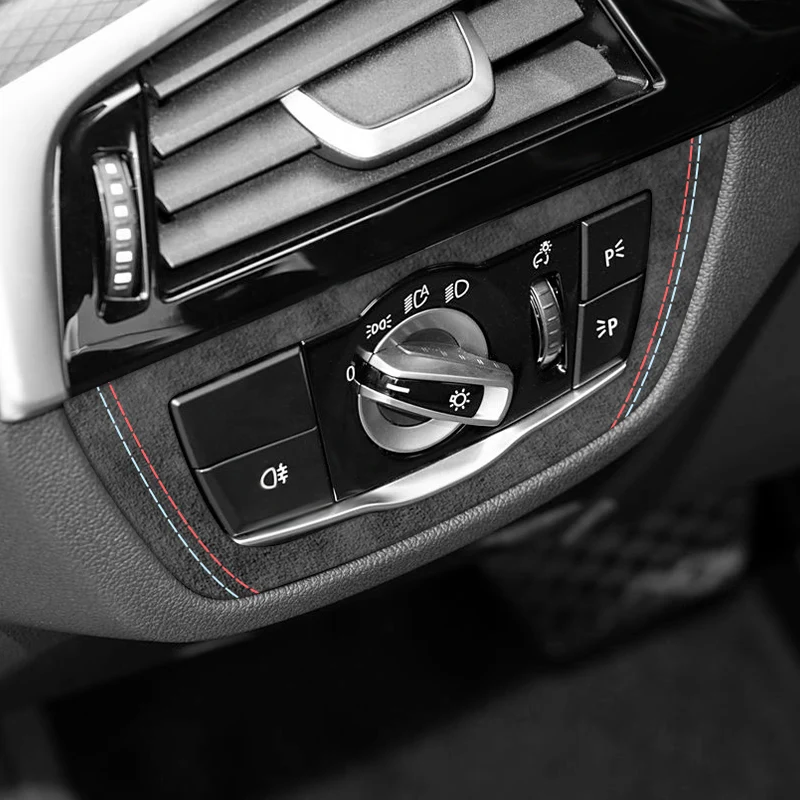 

BMW 5er G30 G38 6GT G32 Car Headlight Switch Button Light Control Panel Trim Sticker Made of Alcantaras Car Interior Accessories