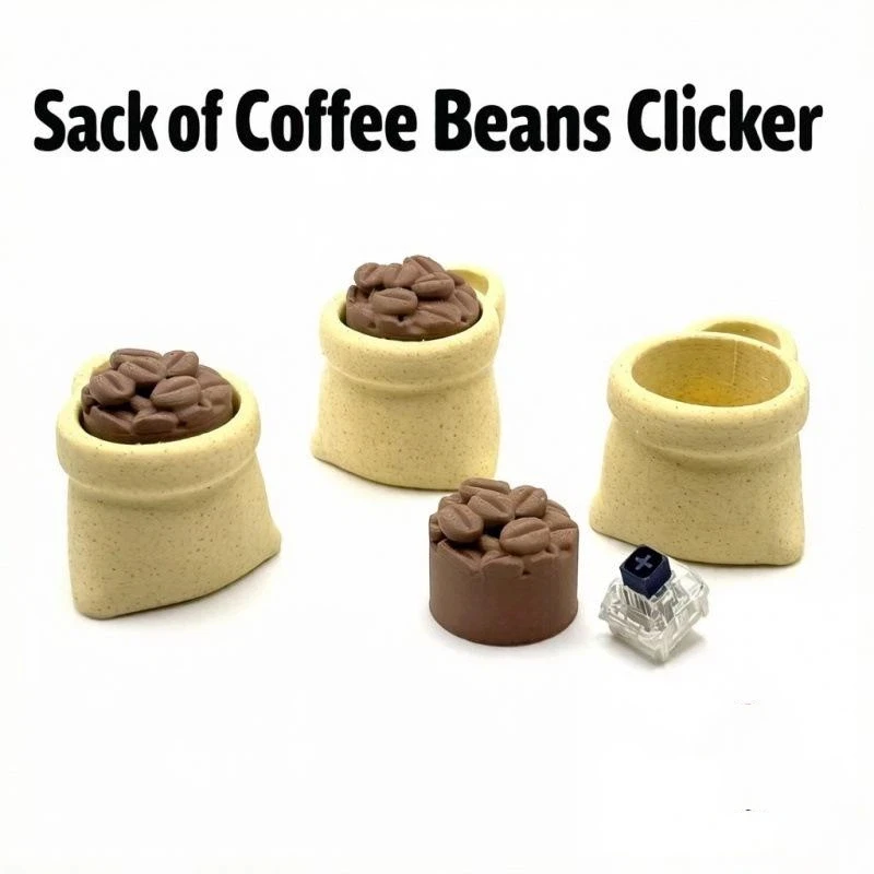 3D-gedruckte Kaffeebohnen-Simulation, Kaffeetasse, Stressabbau-Spielzeug, Klicker-Schlüsselanhänger, Schreibtischdekoration, ADHS-Dekompressionsspielzeug – Detail 4