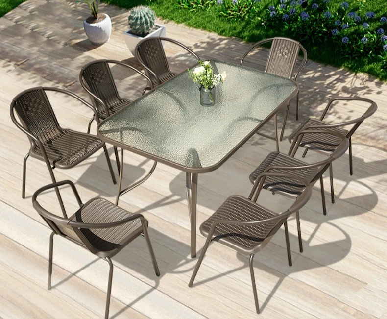 Outdoor tables and chairs, terrace imitation rattan chairs, courtyard balcony, outdoor stalls, open-air leisure