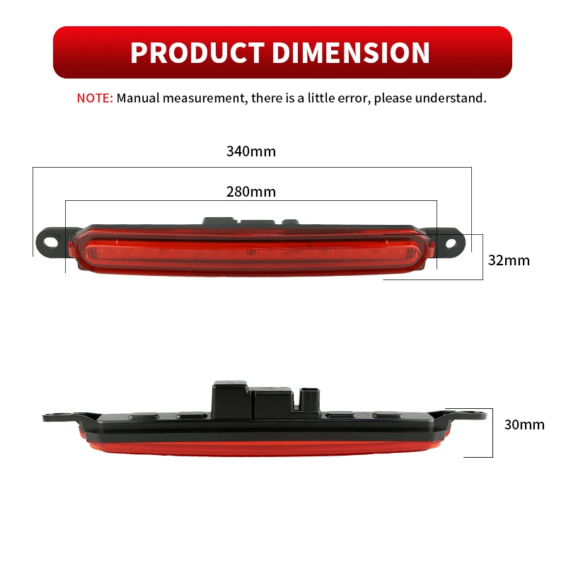 1PC For Mitsubishi Lancer EVO 2008-2016 8334A08 High Mount Brake Lights Black/Red Shell Rear Third Stop Lamps Car Accessories