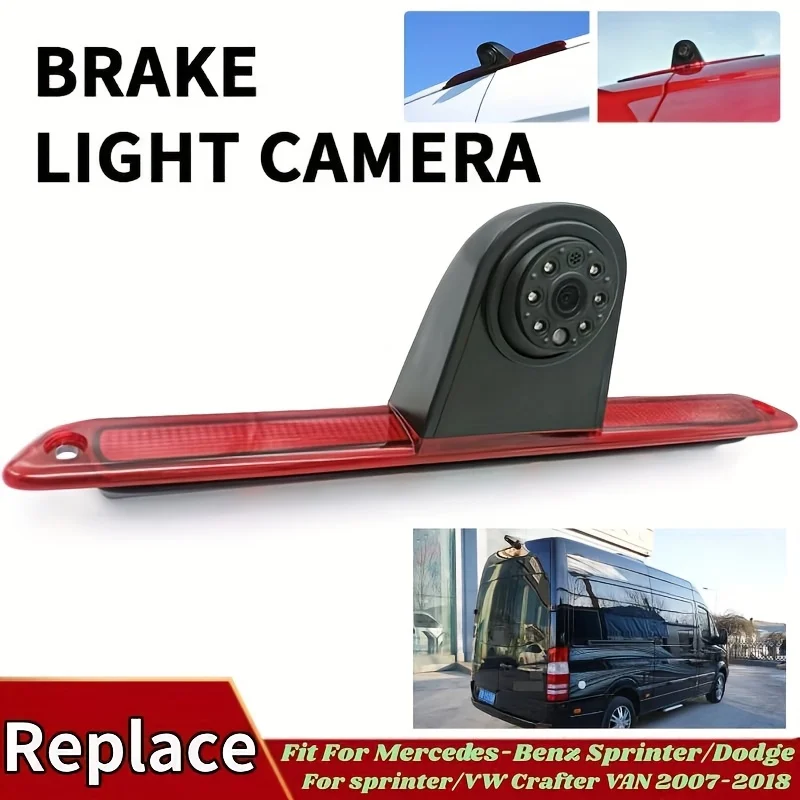 Direct-Fit for Merc-edes Sprinter/Dodge/V-W Crafter Vans (2007-2018) 3rd Brake Light Reverse Camera System-Hardwired Parking Aid