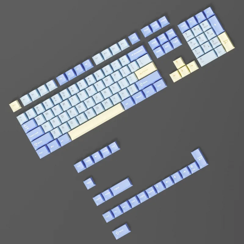 Cross border PBT mechanical keyboard keycaps with three color splicing and 128 key original factory highly customized keycaps