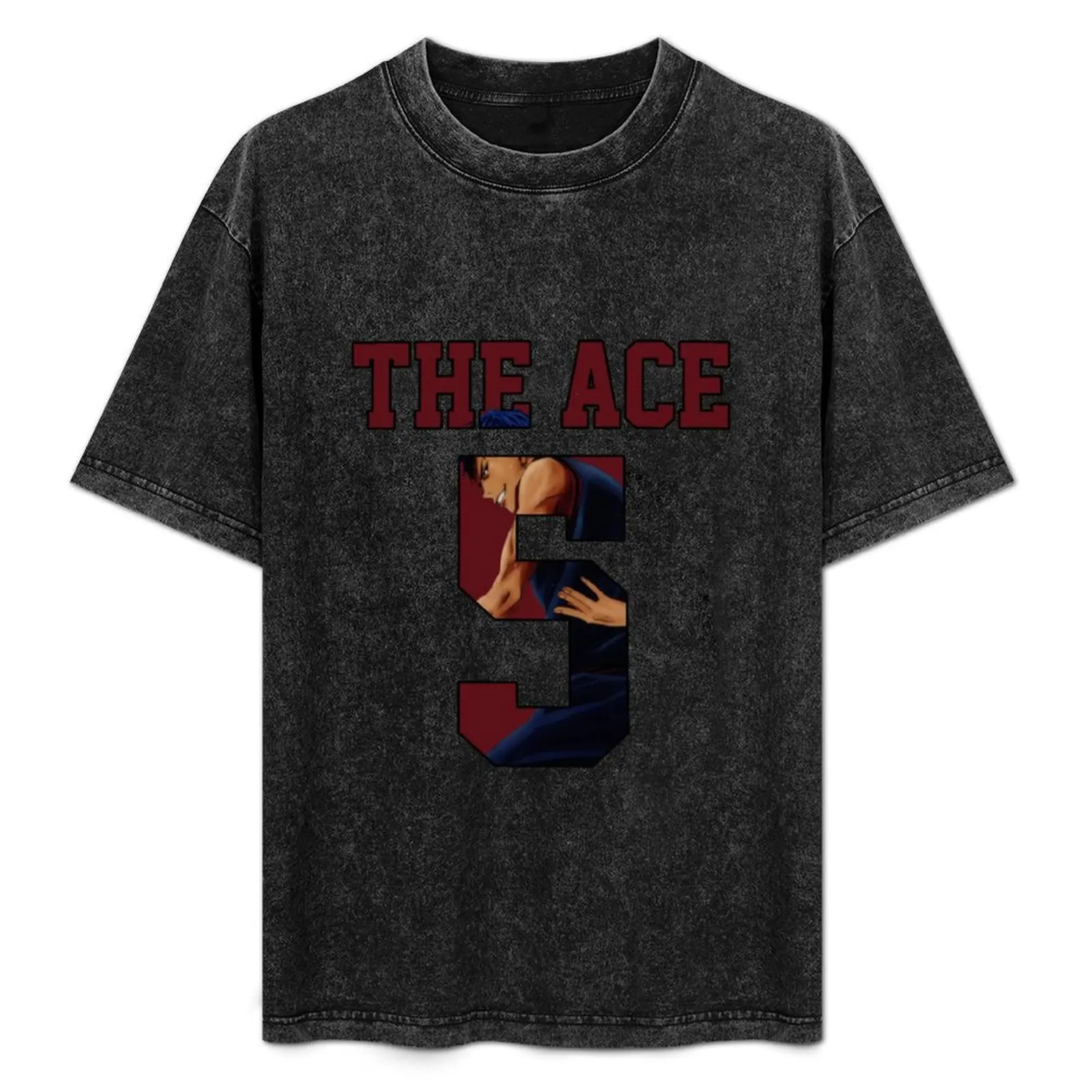 

Kuroko no Basket Aomine Daiki The Ace Nr 5 Jersey T-Shirt Basic Solid Tee for Daily Use