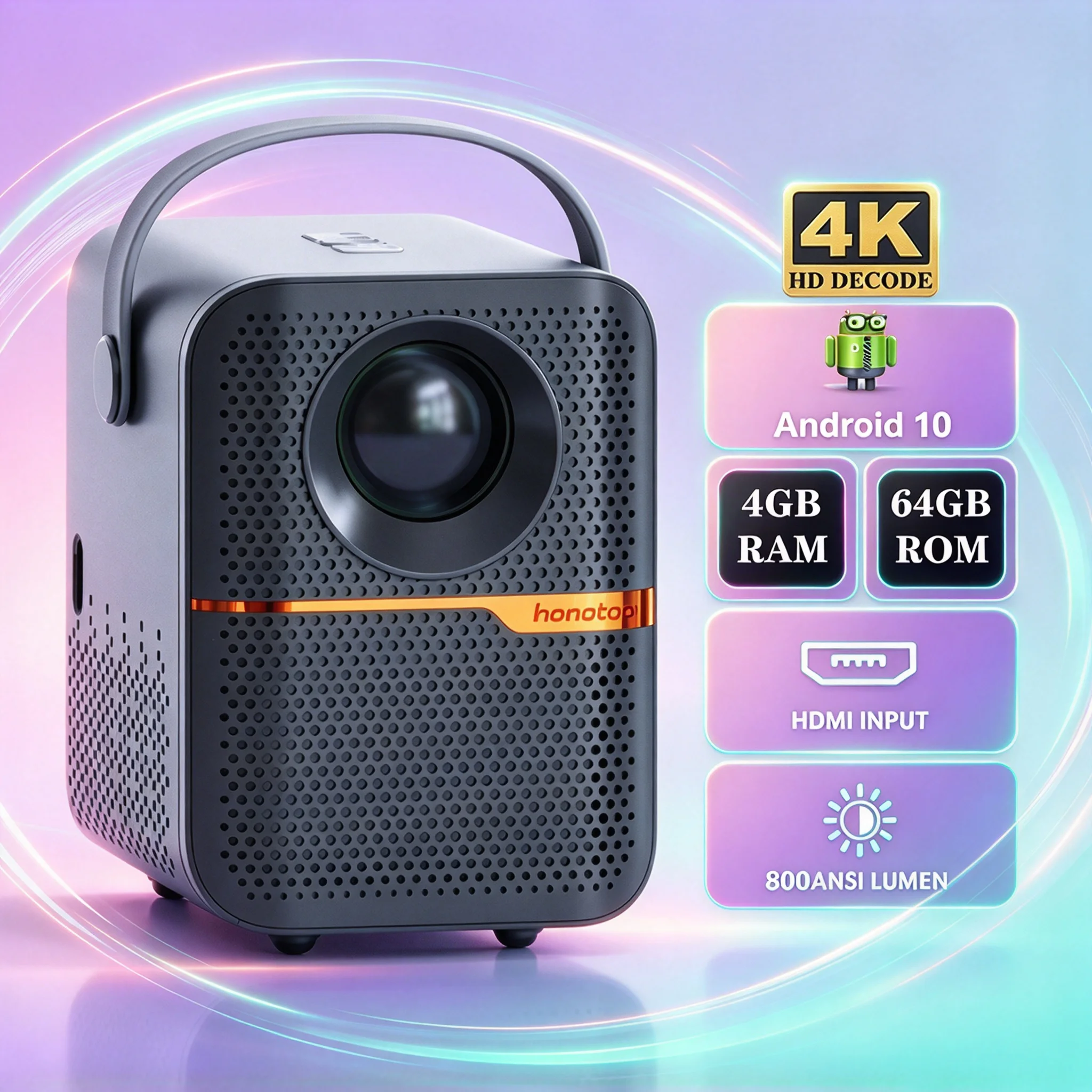 Portable Projector P10 Android 10 4GB 64GB 4K Support 1080P Full HD Native 720P WiFi BT Mini LED Home Theater Video Projector