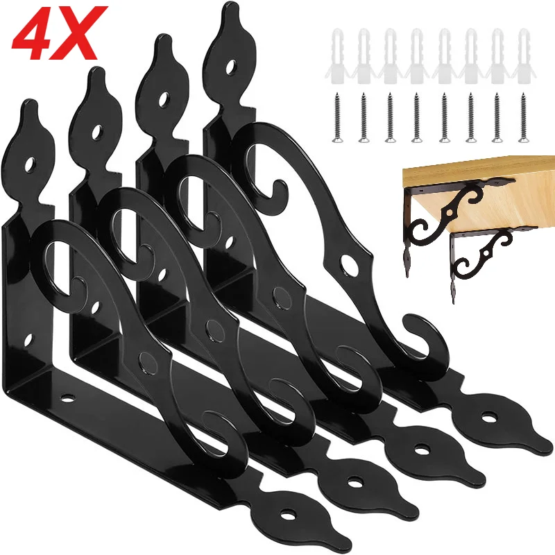 4PCS S-shaped Heavy-duty Metal Angle Bracket Straight-angle Bracket Partition Support Thickened Iron Angle Support Frame