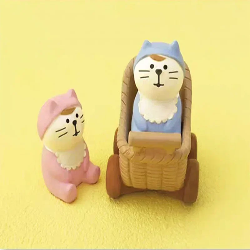 Baby Kat Actiefiguren Kinderwagen Stoel Kitten Miniatuur Ornament Accessorie Fotografie Prop Auto Interieur Desktop Decor