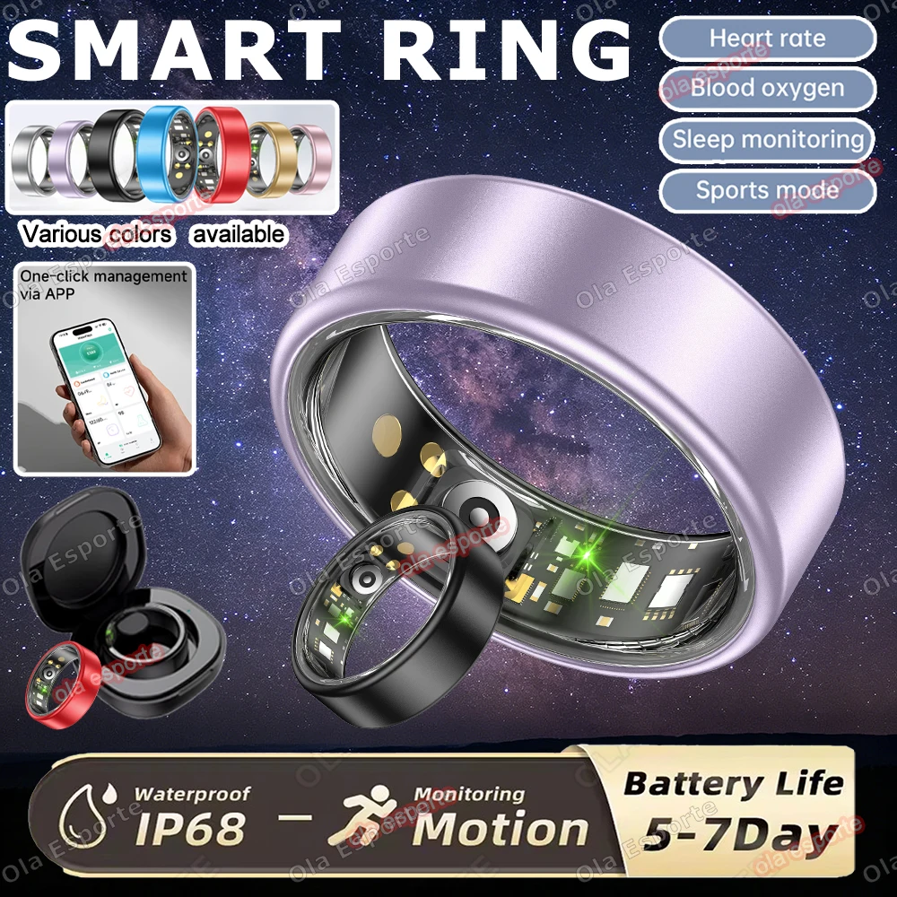 

2026 New Various Colors Smart Ring Heart Rate Blood Pressure Sleep Monitoring IP68 Waterproof Men Women Smartring Holiday Gift