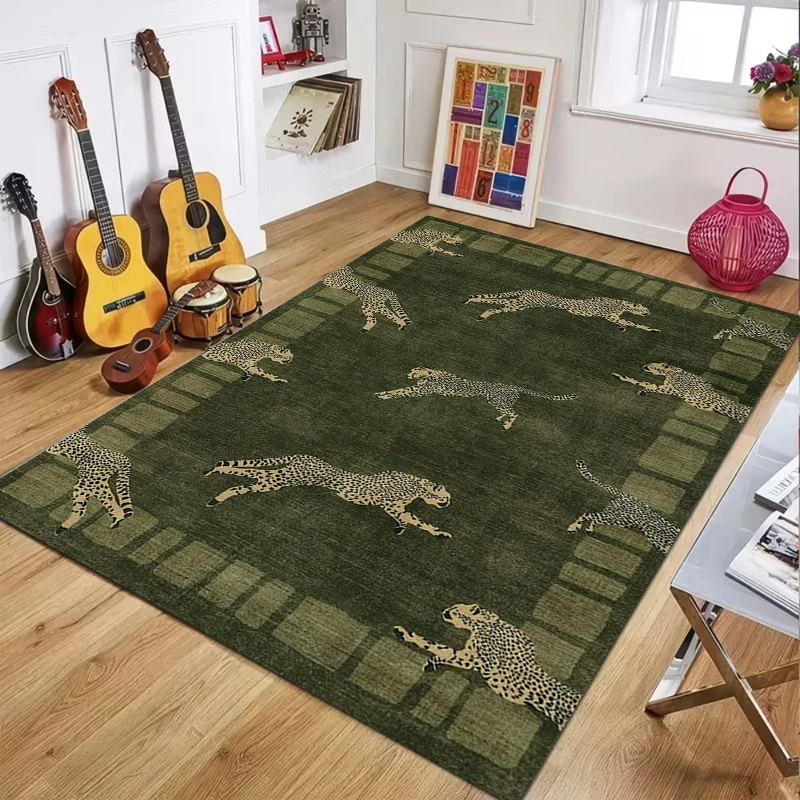 Modern Animal Print Area Rug Leopard Cheetah Spotted Pattern Decorative Floor Mat for Living Room Bedroom Indoor Home Decor