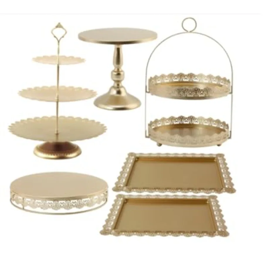

6 Pcs Gold Cake Stands Set Tiered Cupcake Holder