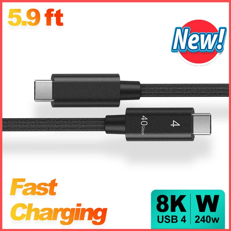 USB 4 Cable 6 ft 8K display 40 Gbps data transfer  240W charging USB C to USB C cable Compatible with Type-C interface devices