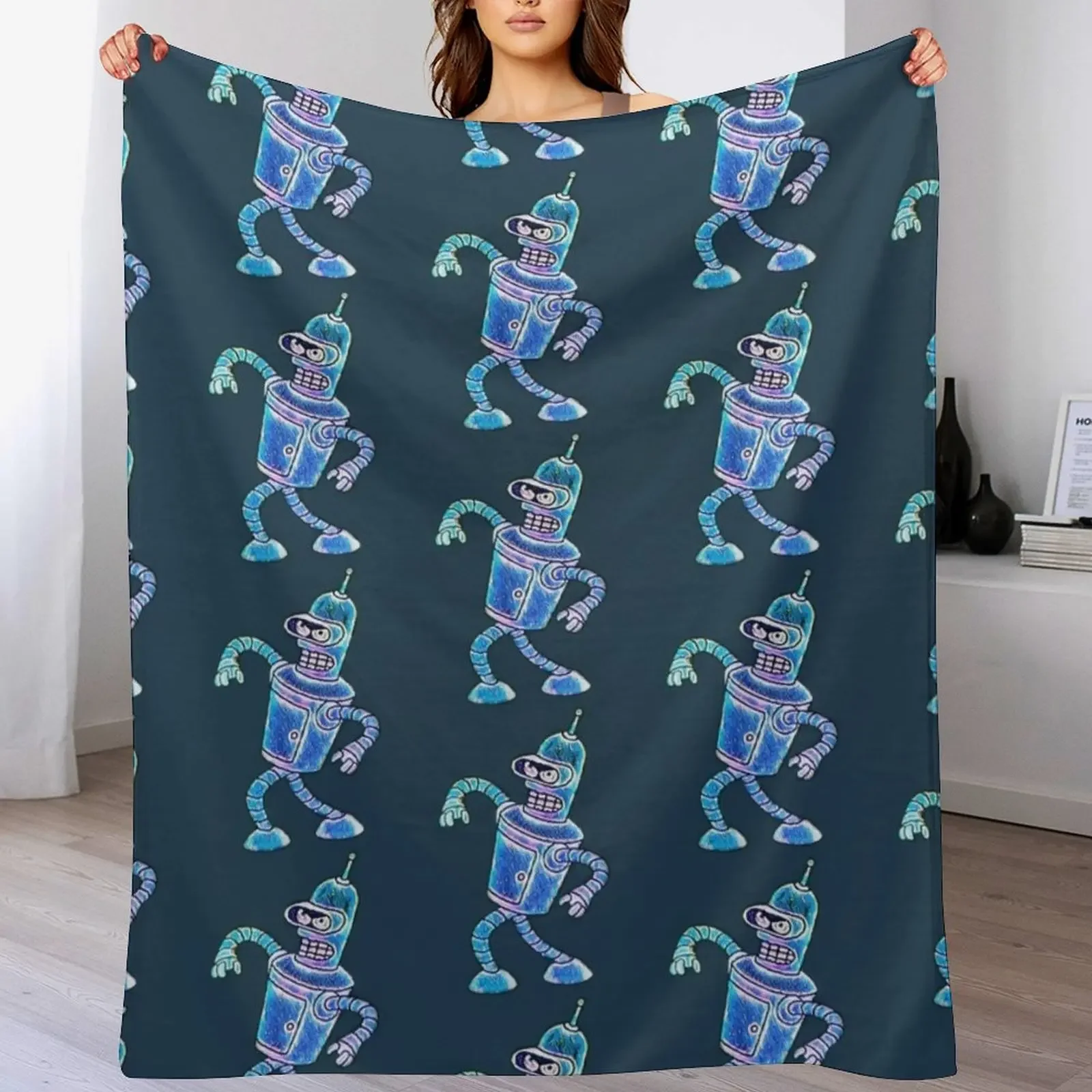 

Bender Strut Midnight Edition Throw Blanket Warm Napping Blanket for Office Couch Bed