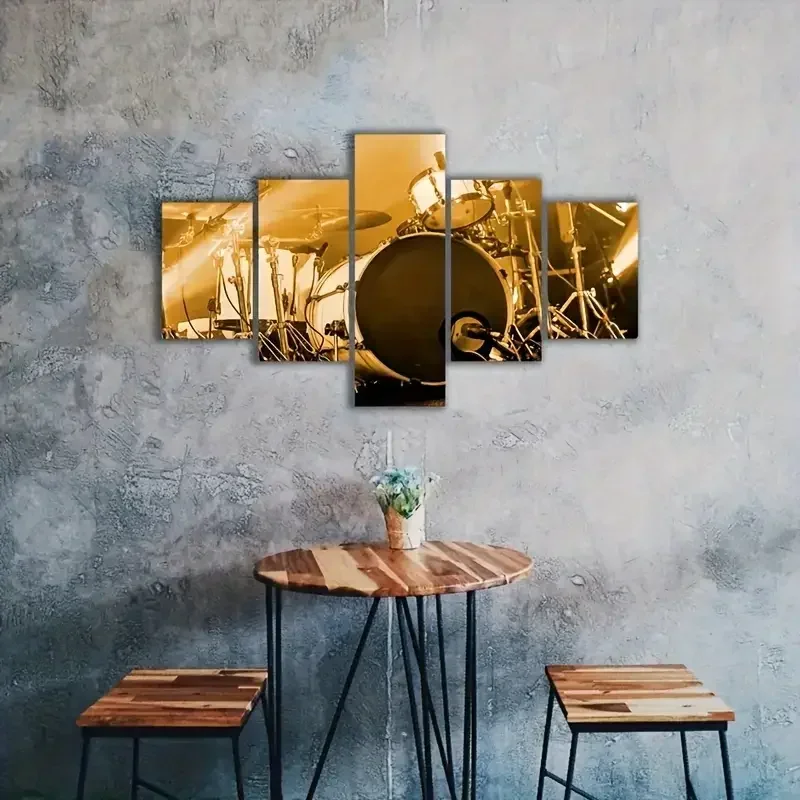 No Frame Canvas 5Pieces Music Drum Ideal Gift Wall Art Poster Pictures Paintings Home Decorations Room Decor