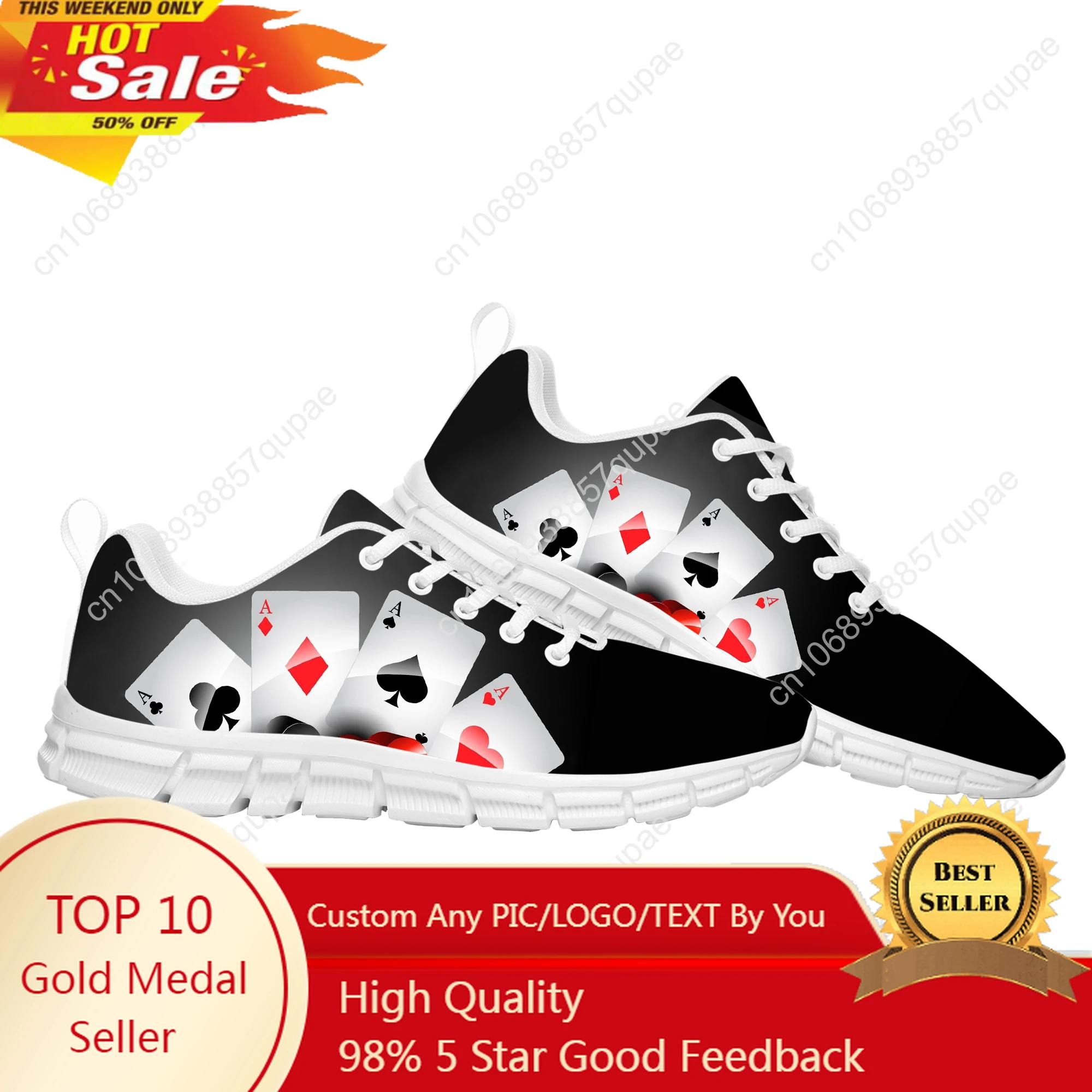 

Playing Card Poker 3D Printed Pattern Sports Shoes Mens Womens Children Sneakers Fashion Casual Hiking Sneaker Custom Built Shoe