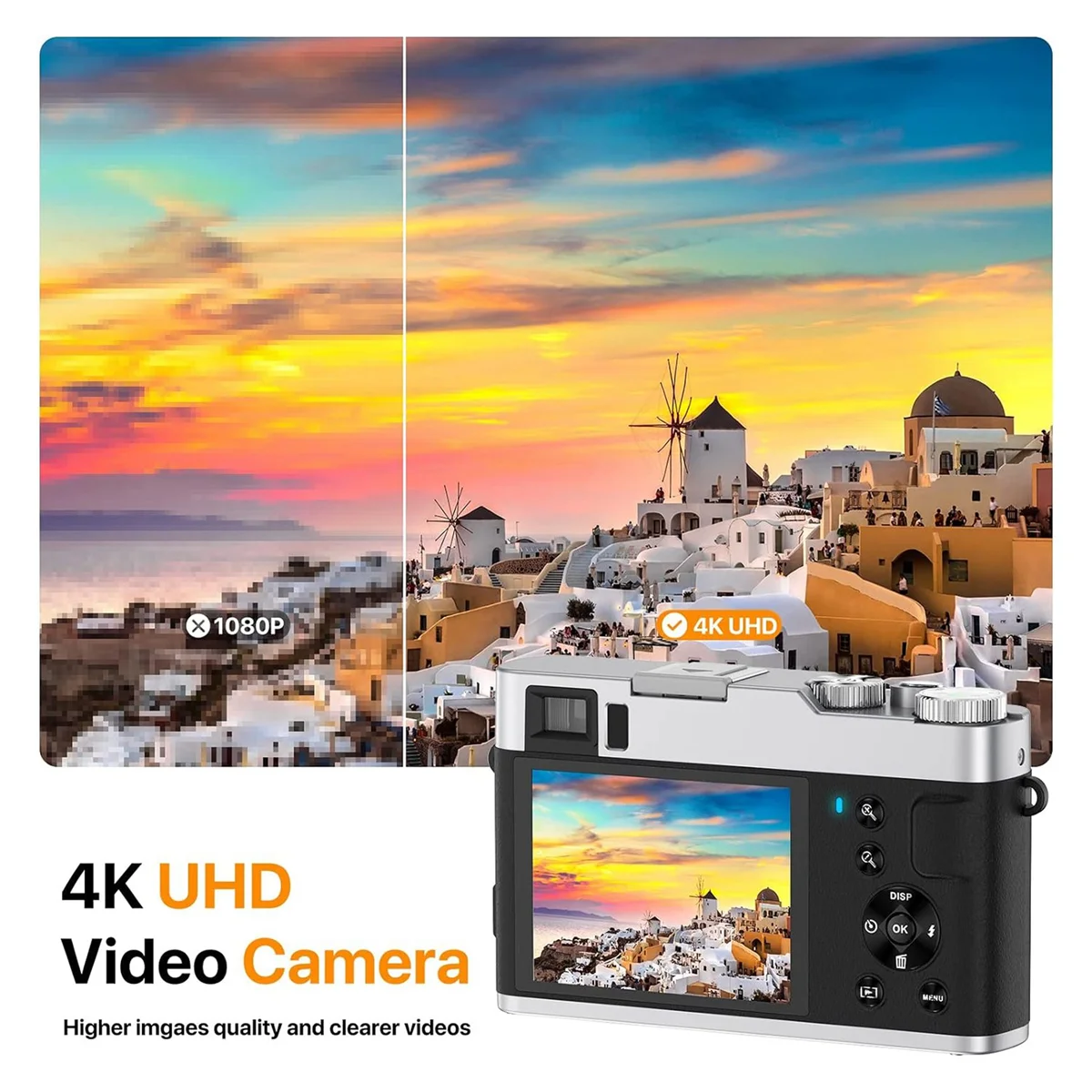 4K Digital Camera for Photography, Autofocus Camera with Viewfinder Anti-Shake Video Camera for YouTube Digital