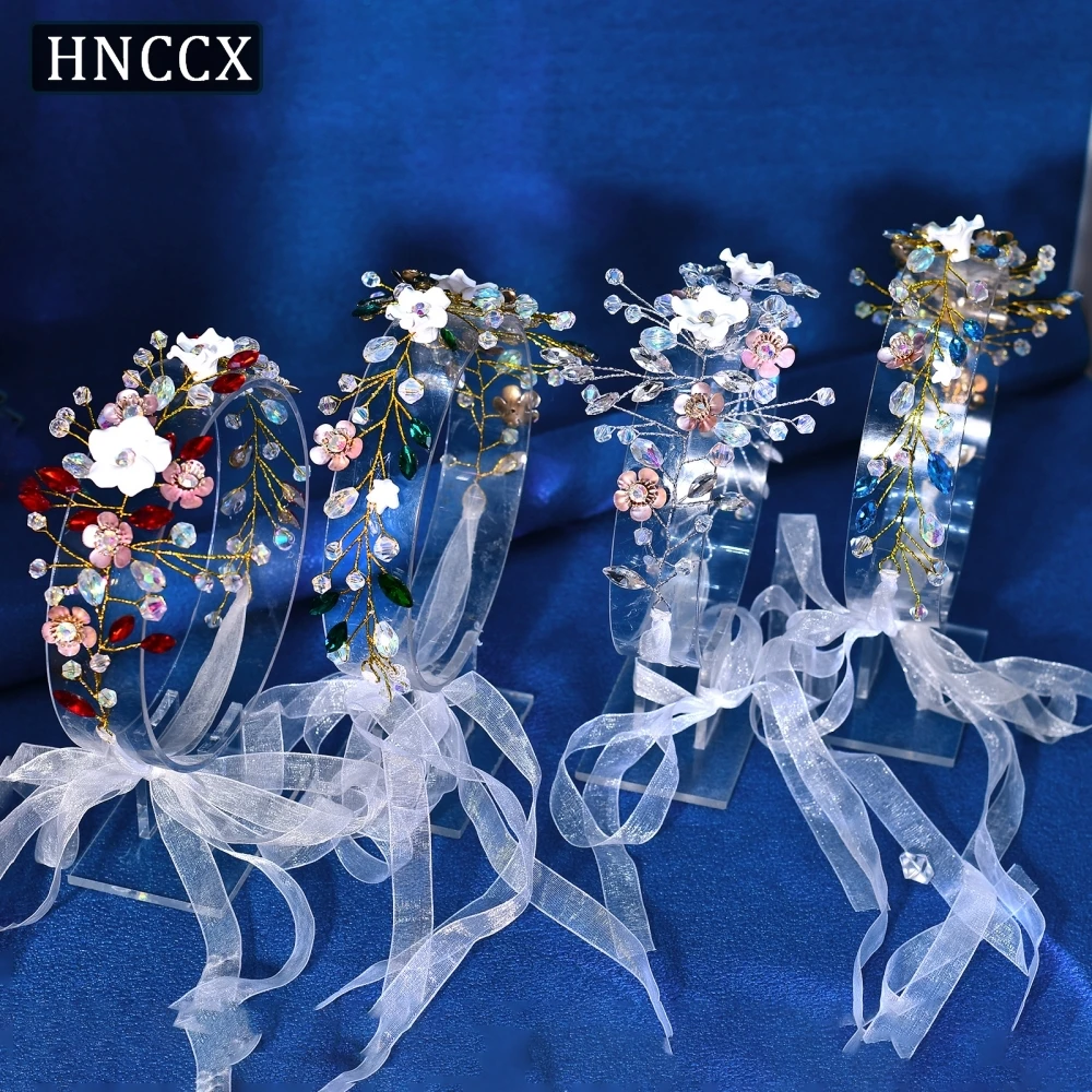

HNCCX Elegant Bridal Flower Headband Wedding Rhinestone Headwear Crystal Hair Accessories Women Banquet Party Headpiece CP862