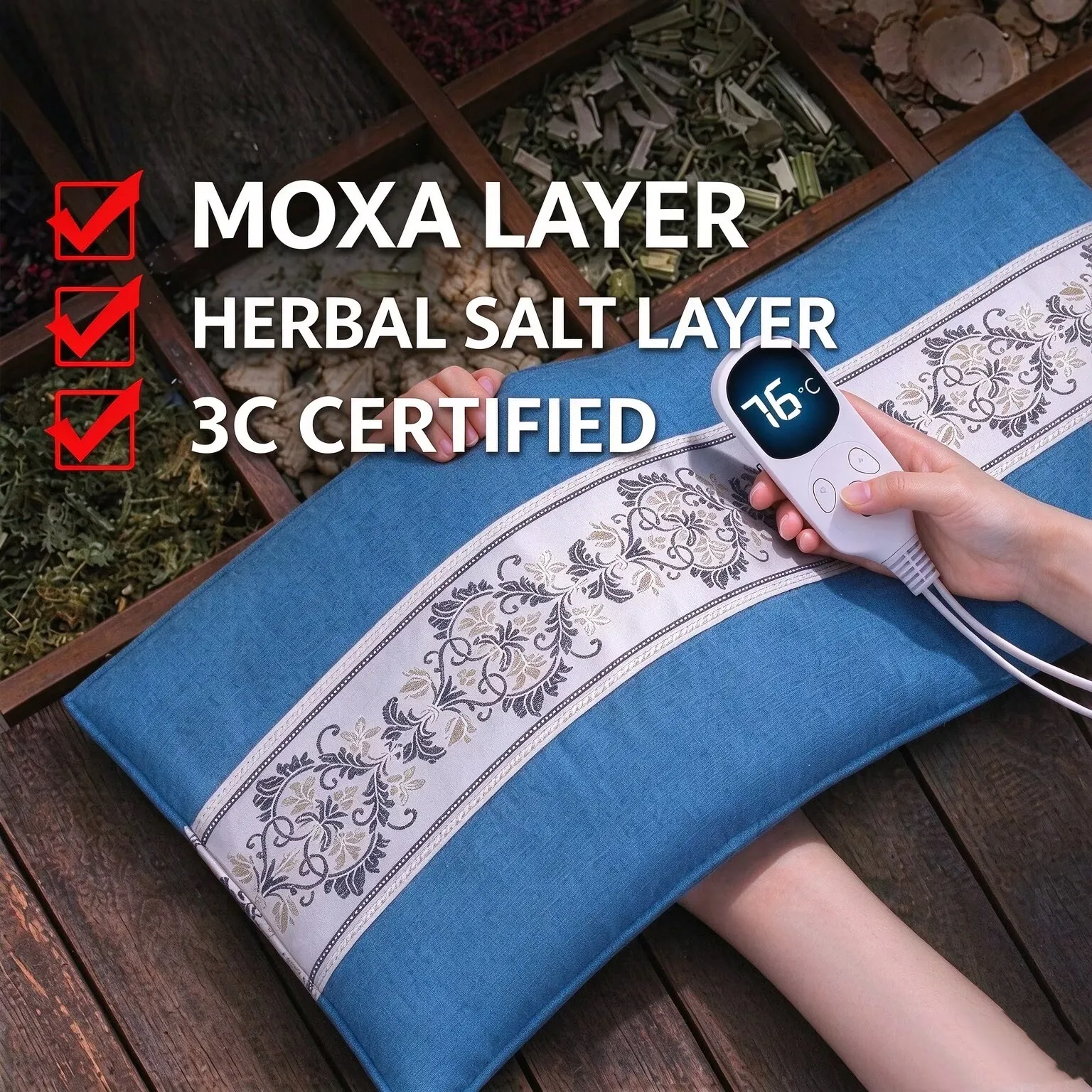 Electric Heating Coarse Sea Salt Bag Mugwort Moxibustion Therapy Waist Shoulder Neck Knee Electric Heat Compress Pad