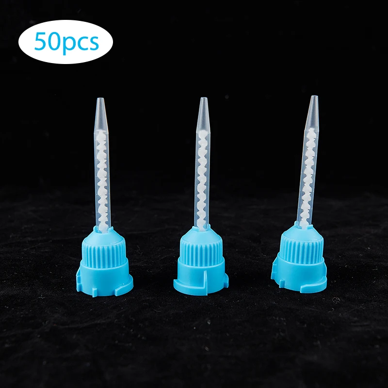 50pcs 3.5 Mm Disposable Silicone Rubber Mixing Head 1:1 Dental Materials Dentistry Silicone Rubber Gun Conveying Mixing Head