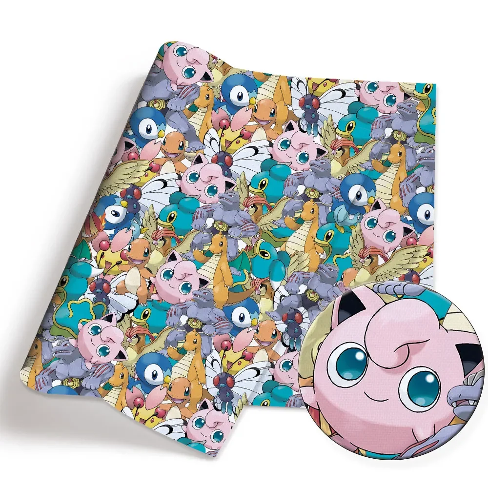Pokemon Cartoon Fabric140*50cm Handmade Sewing Patchwork Quilting Baby Dress Home Sheet Printed Fabric Fabric Sewing Kids
