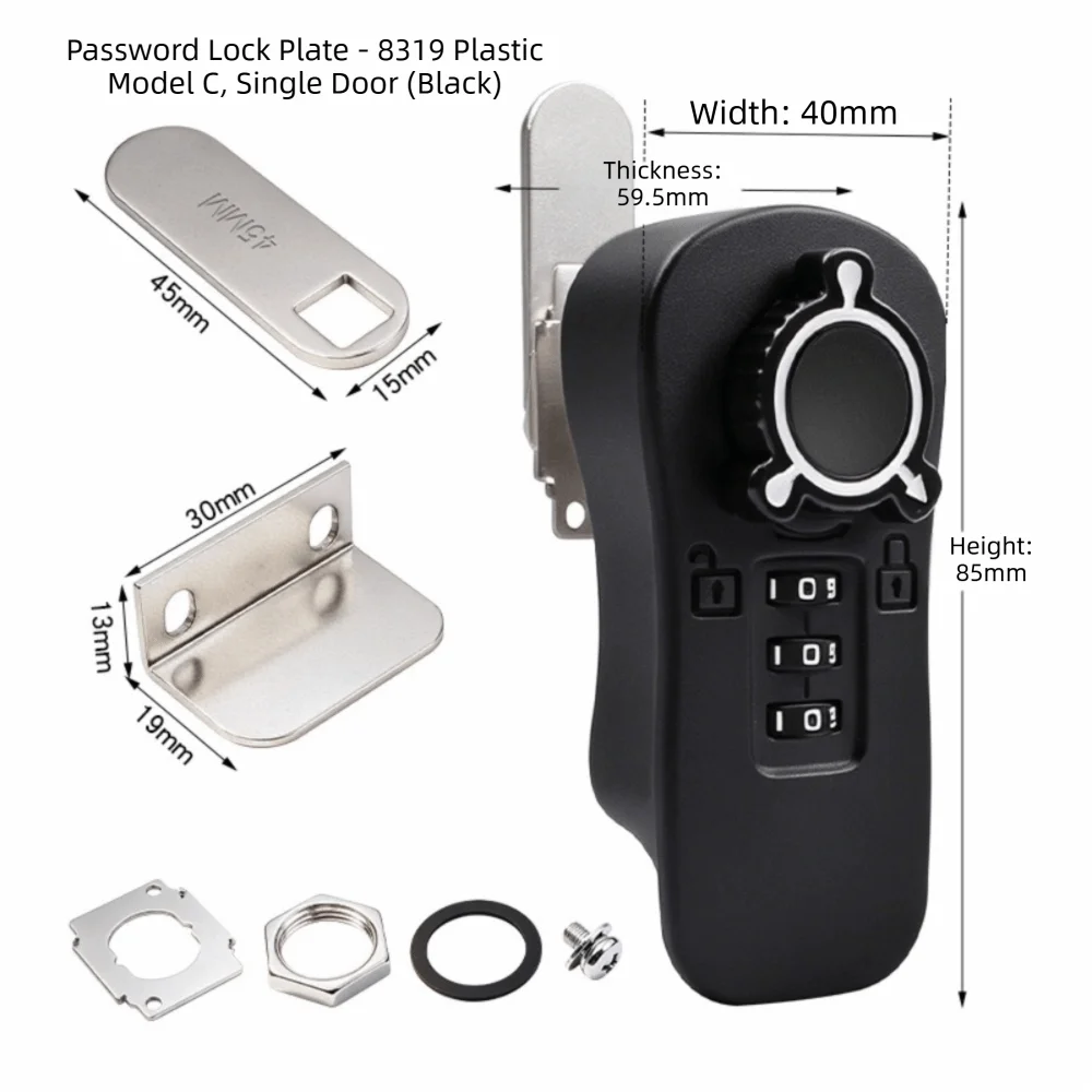 Zinc Alloy Combination Cabinet Lock 3 Digit Rotating Cam Mechanical Drawer Lock Solid Plastic Surface Mount