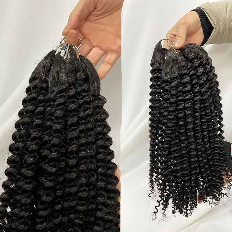Brazilian Human Hair Feather Hair Extension Kinky Curly 18-28inch Human Hair Extensions For Women 50-200pcs/Lot