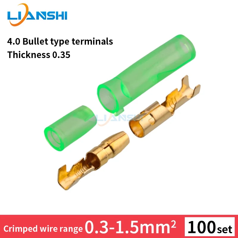 100 sets Bullet male and female pair terminal  of pair pluggable wire docking plug-in connectors