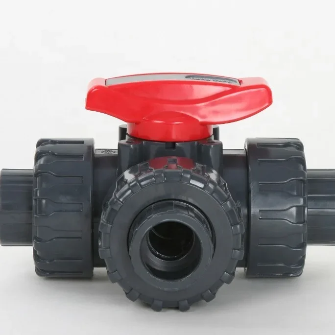 

DN32-1 1/4" UPVC 3-way ball valve/ EPDM O-ring /T port/BSPT