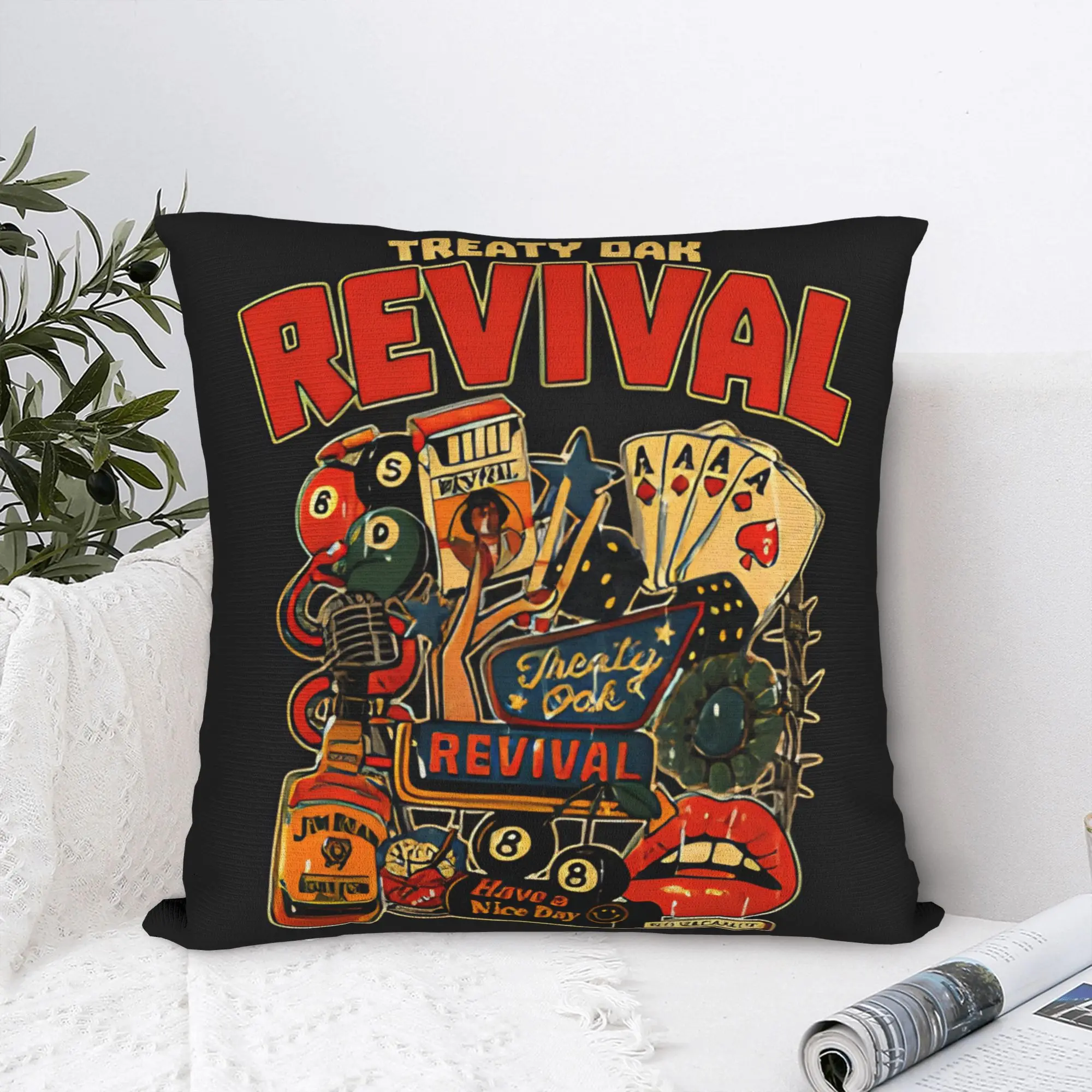 Country Music Band Treaty Oak Revival Pillow Cover  Kawaii Pillow Case For Sofa Bedroom Home Decor Soft Pillowcases Gift