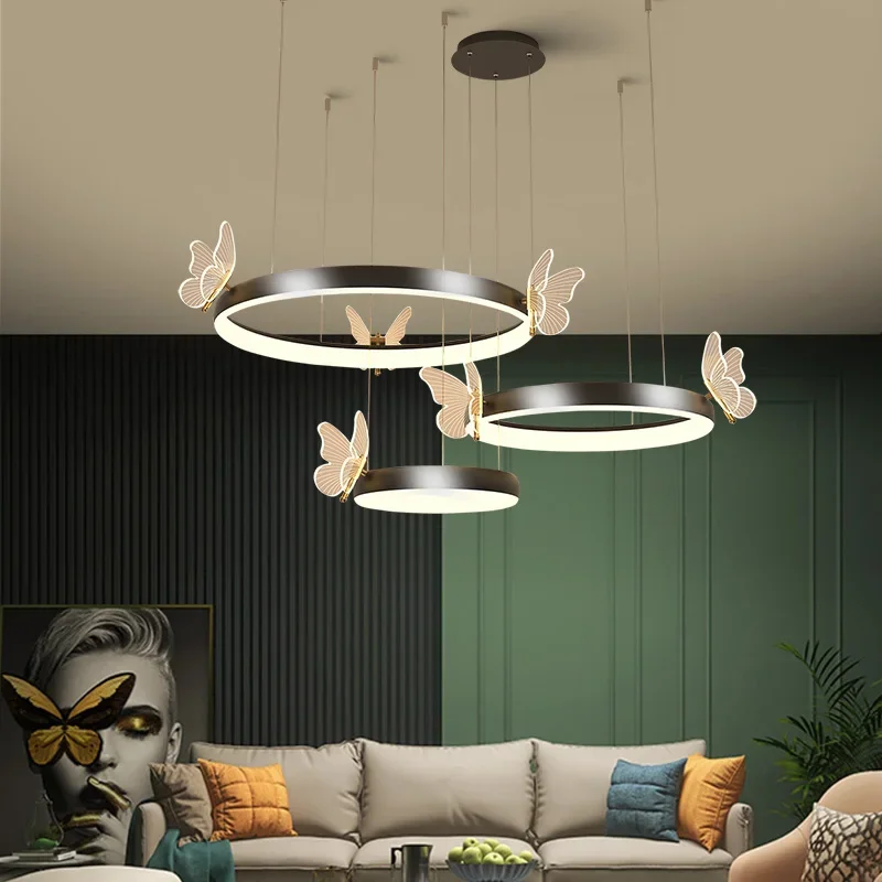 

Vintage Aluminum Round LED pendant light for Dining Room butterfly LED Luminairia office Led Light Loft Bar lamp daily lighting