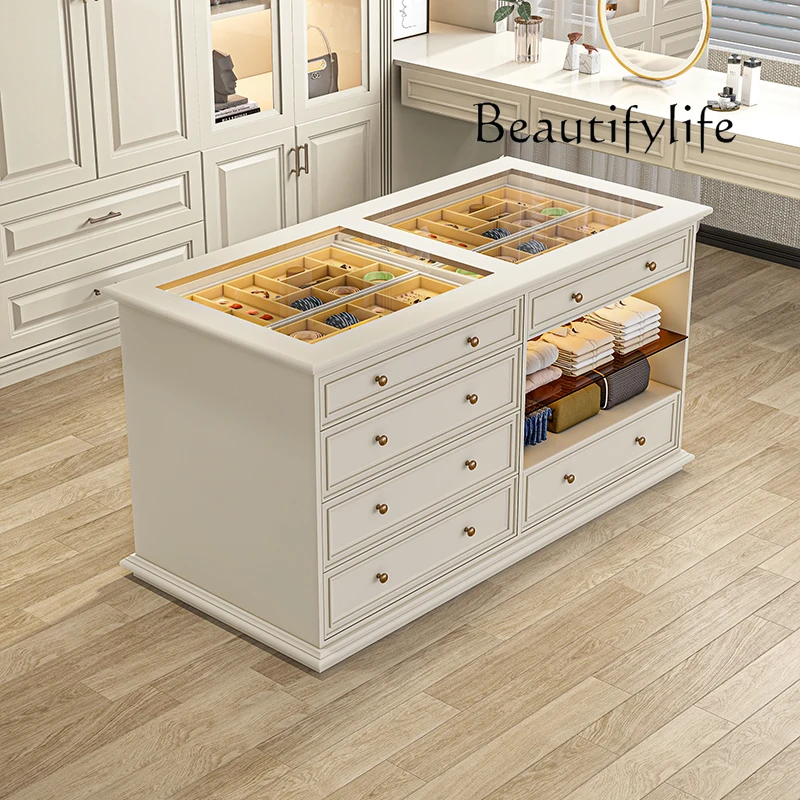 Cloakroom Nakajima Cabinet Jewelry Cabinet High-end Luxury Bedroom Nakajima Tai Cream Style Display Bucket Cabinet