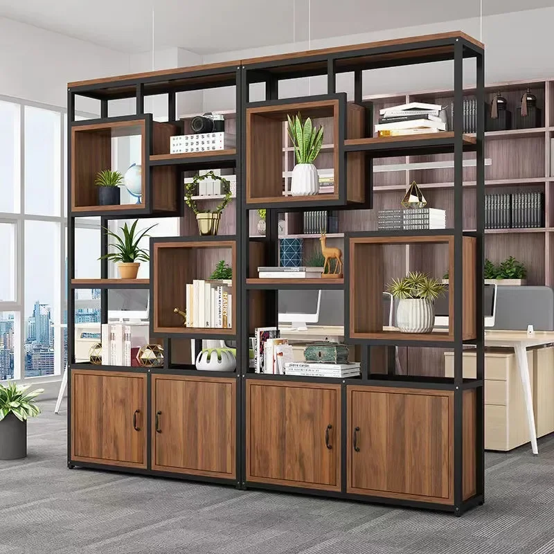 For Living Room Office Wrought Iron Screen Partition Hollow Shelf Floor Standing Creative Display Bookshelf Home Decor
