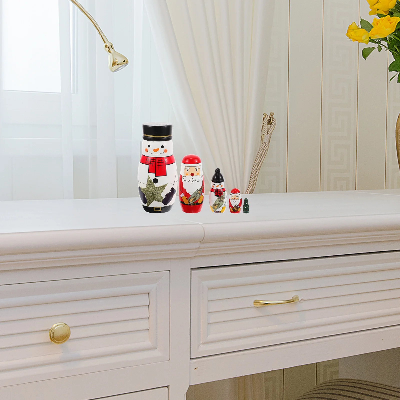 

5 Colorful Snowman Russian Nesting Sets Handcrafted Storage Boxes Decoration for Home Jewelry Nesting Russian