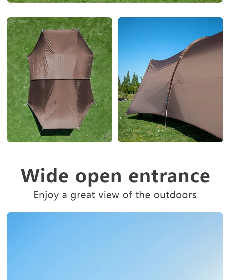 BISINNA Outdoor-Camping-Unterstand, tragbar, großes, silberbeschichtetes Vordach, Sonnenschutz, wasserdichtes Tunnelvordach für Reisen, Strand, Garten – Detail 3