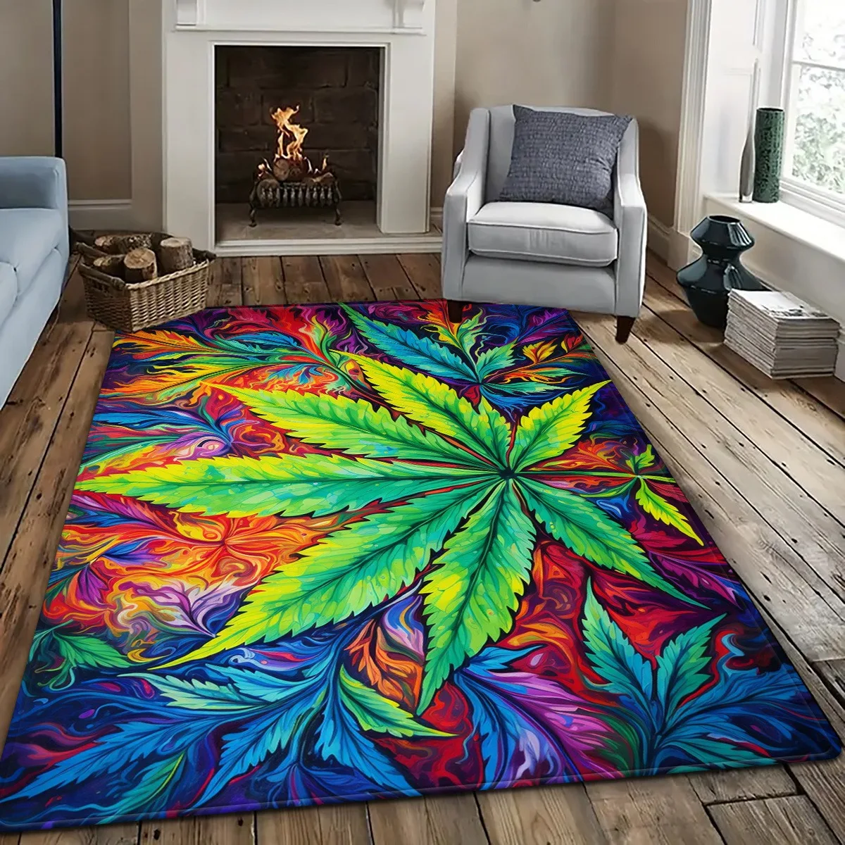 

1PC Leaves Pattern Kitchen Rugs Non-Slip Home Door Mats Pop design Bathroom Rugs Bath Mat Carpet for Home Sink Laundry Decor