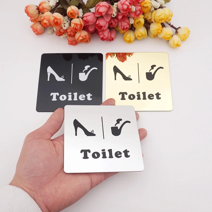 WIFI/ห้ามสูบบุหรี่/ป้ายห้องน้ํา 3D กระจกอะคริลิคสติ๊กเกอร์ติดผนังสําหรับ Public Shope ป้ายแผ่น