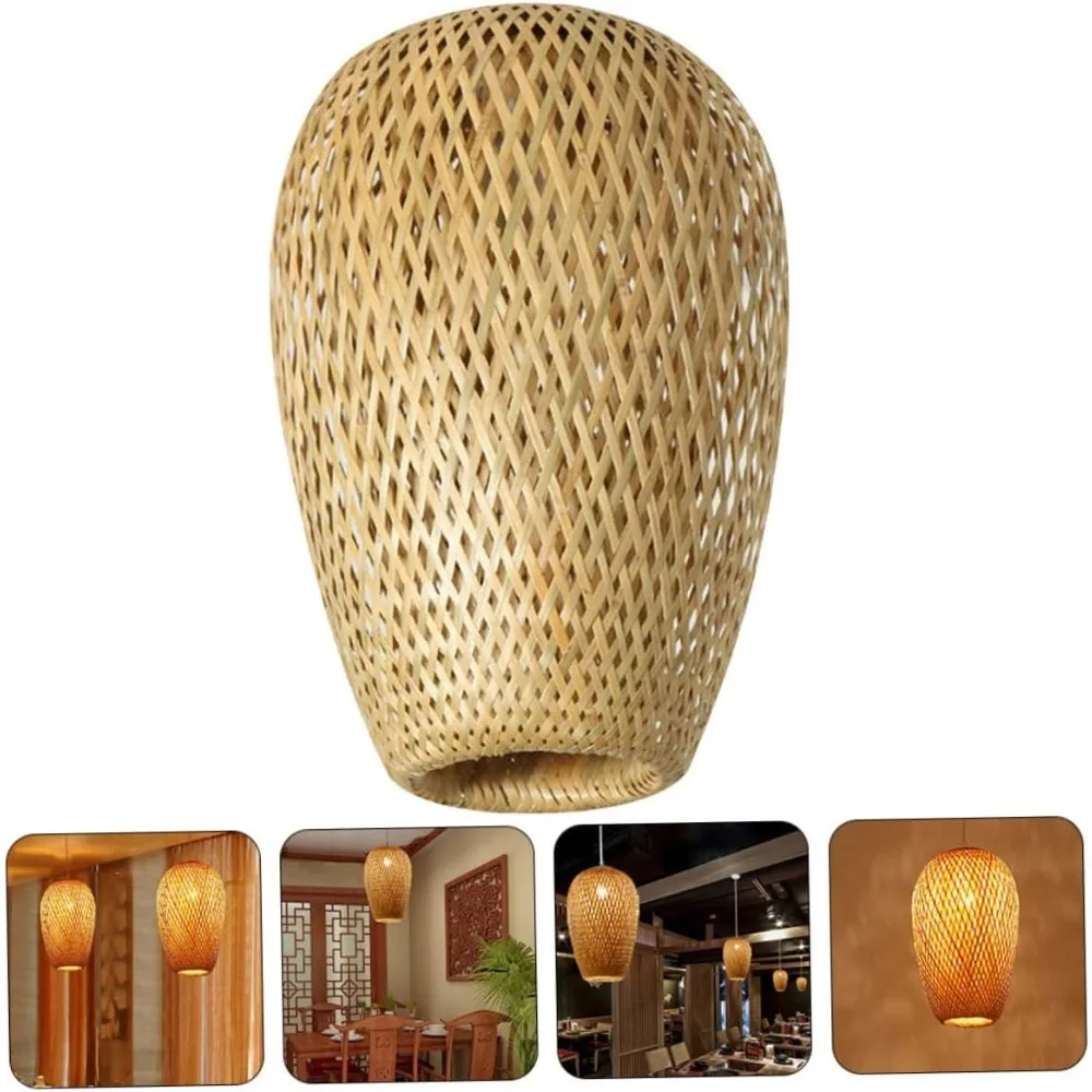 โคมไฟเพดานไม้ไผ่ 1 ดวง ปรับได้ สไตล์โบโฮ ตะกร้าสานทำมือ ขนาด 18 ซม. สำหรับห้องครัว เกาะกลางห้องครัว บ้านสไตล์ฟาร์มเฮาส์