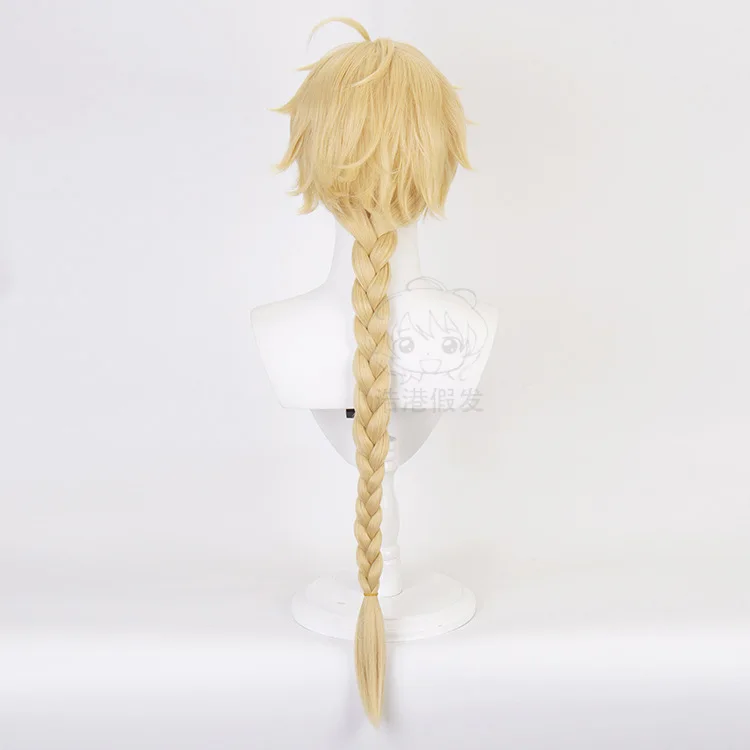 Aether cosplay perucas jogo genshin impacto vestir-se perucas homem mulher amarelo longo trança cabelo sintético acessórios de fantasia de halloween