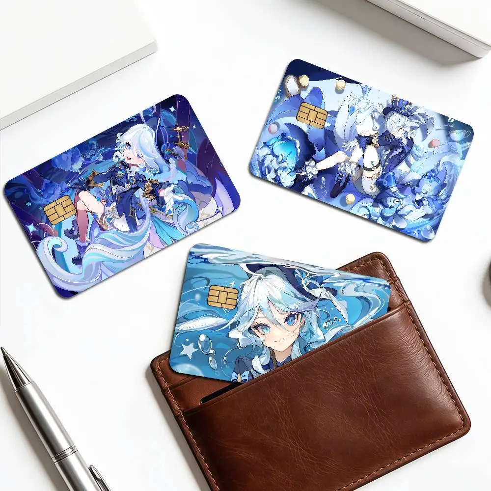 Game F-furina Credit Card Skin Stickers No Adhesive Residue Water Proof for VISA Credit Card Subway Access Card