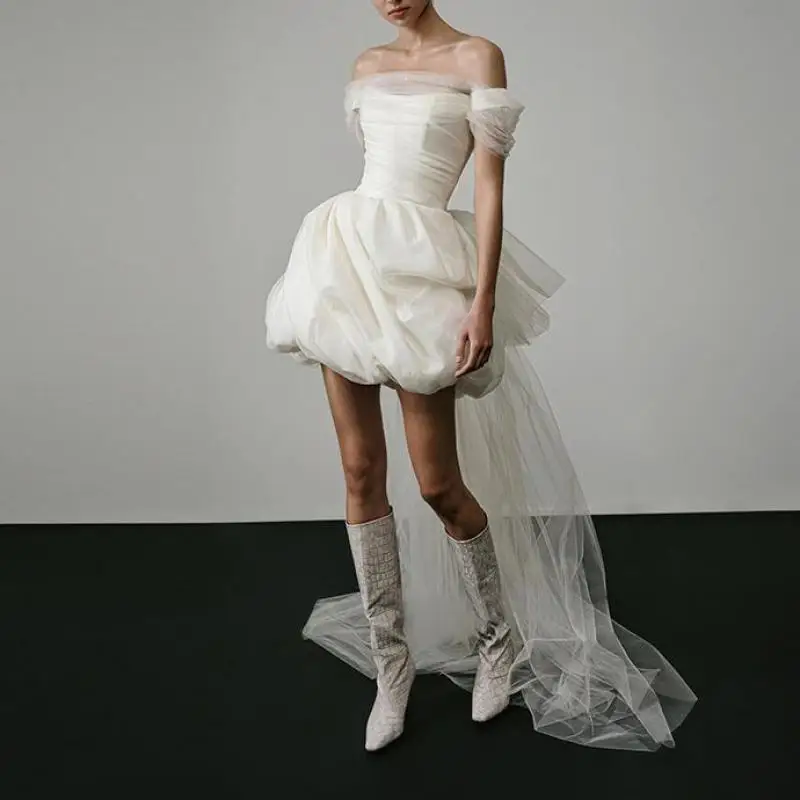 Neueste kurze Brautkleider, klassisch, elegant, mit U-Boot-Ausschnitt, schlichtes Brautkleid, rückenfrei, sexy, Vestidos De Novia, individuell gestaltet