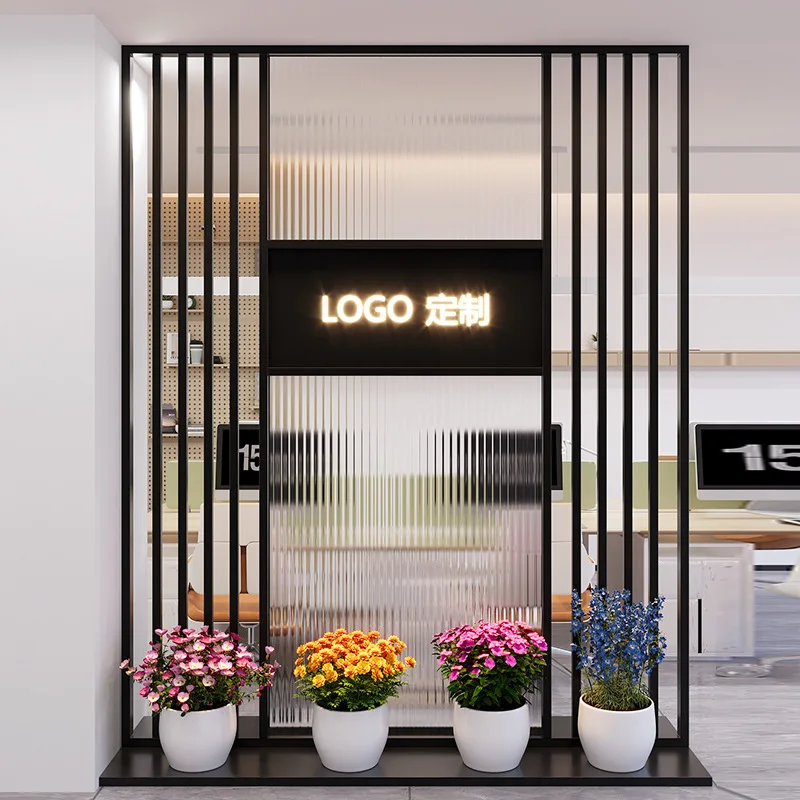 Glass screen false wall company blocking wrought iron image wall household entrance porch partition