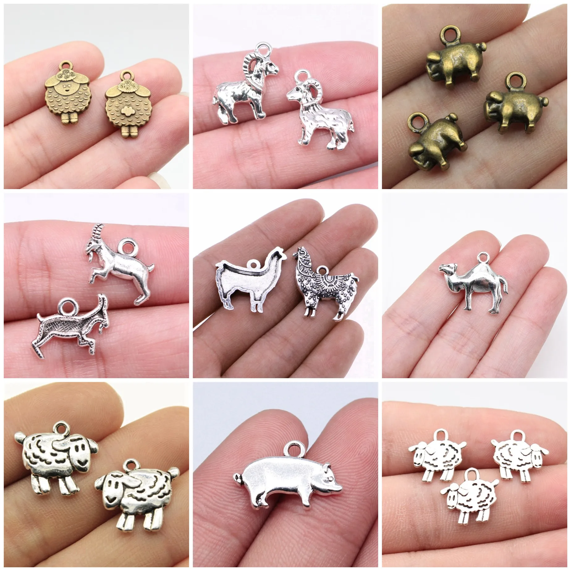 Pig Sheep Farm Animal Charms Pendant Country Style Jewelry Parts Charms Pendants For DIY Bracelet Necklace Jewelry Making Supp
