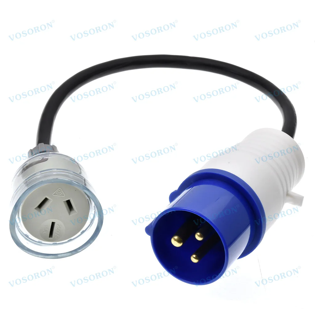 IEC309 316P6 to Australia SAA Outlet socket,connect the AS3112 Plug to the 316C6 receptacle power cord,1.5mm wire guage,IP44