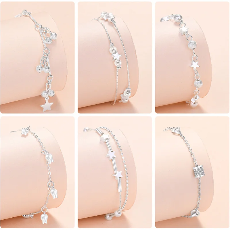 

VENTFILLE 925 Stamped Silver Color Butterfly Cross Charms Bracelets & Bangles For Women Friendship Bracelets Wedding Jewelry