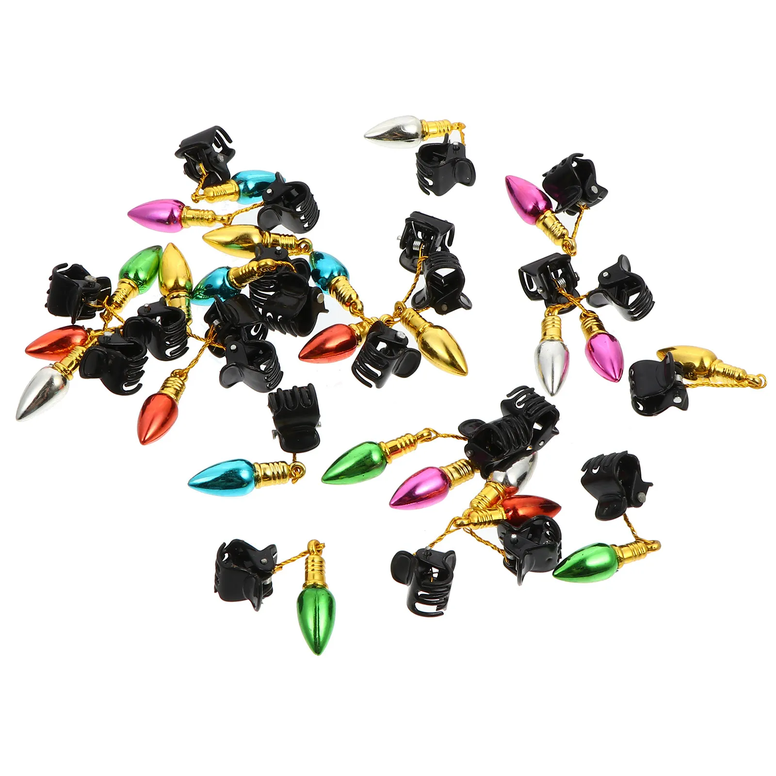 24Pcs Christmas Beard Clips Funny Bell Pendant Ornaments for Men Facial Hair Decor Holiday Party Ugly Sweater New Year Tree