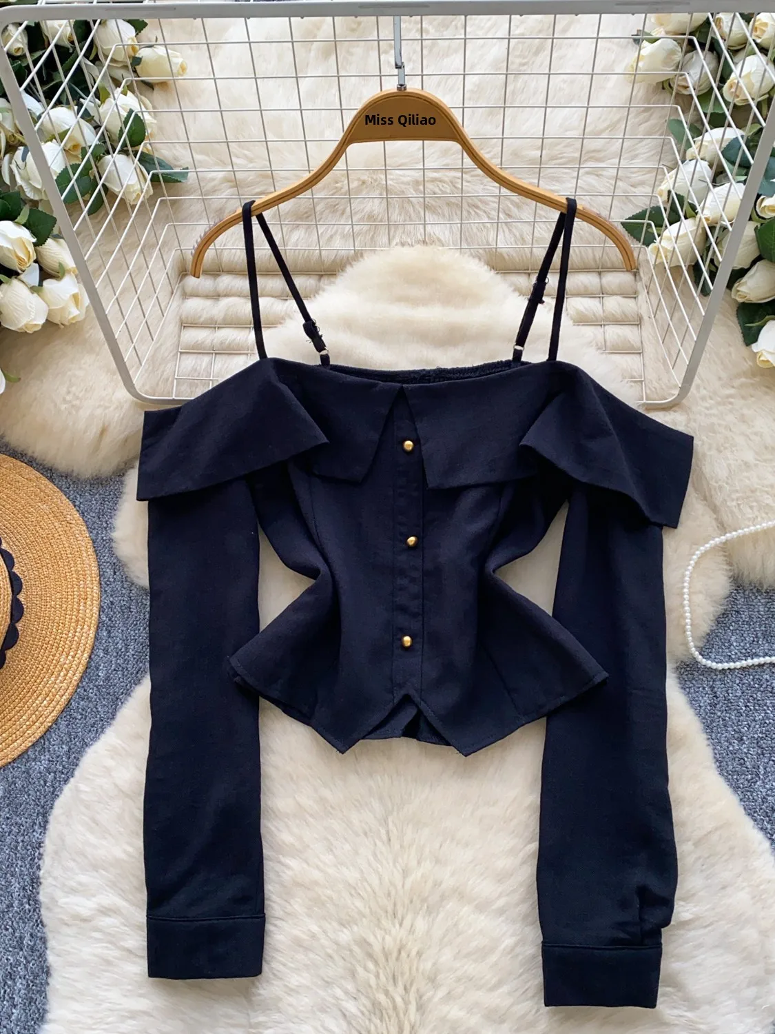 Csa E y Dulce de Corte Suave, Versátil, de Manga Larga, con Espalda Descubierta, Un Hombro Descubierto, Transpirabl...