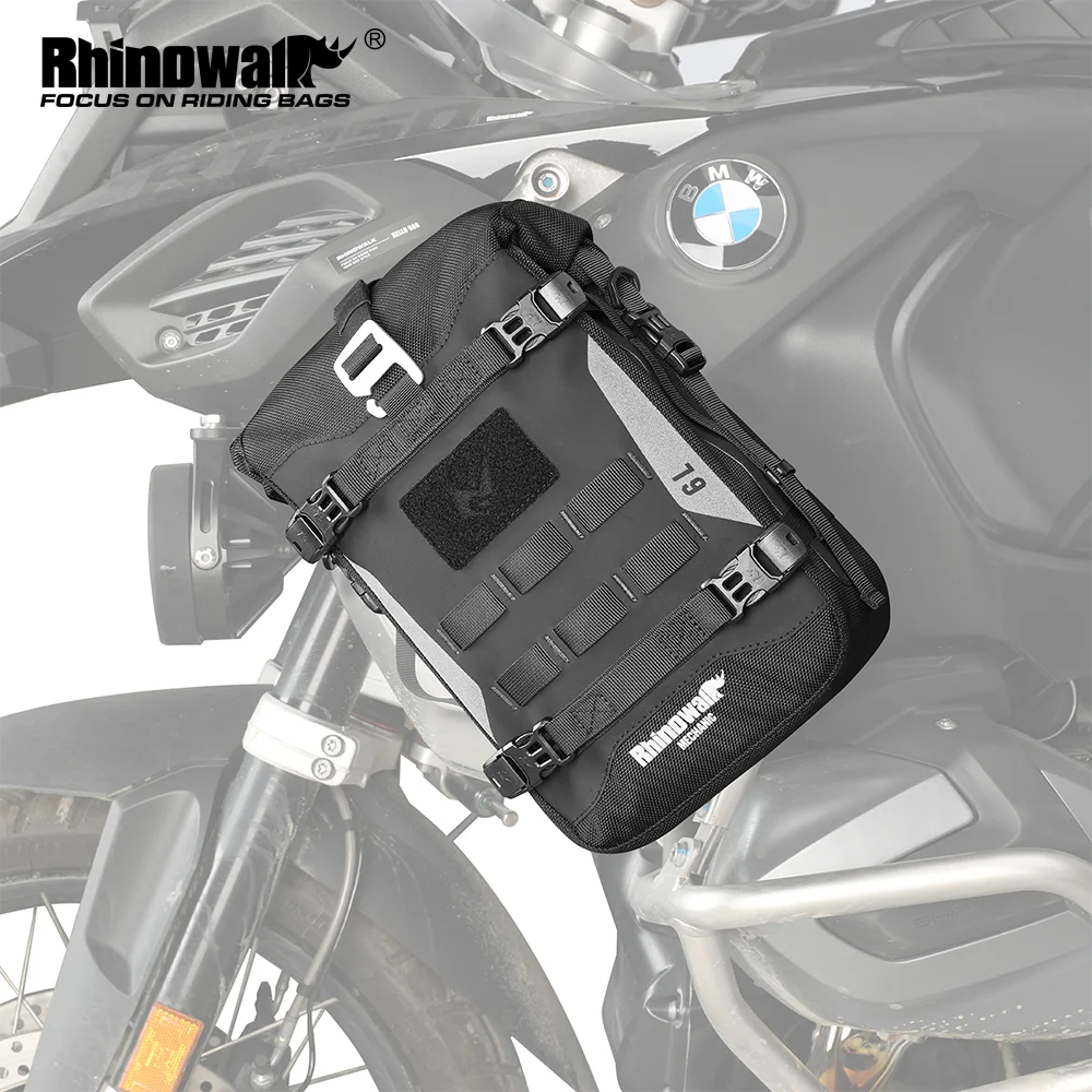 Rhinowalk Motorcycle Bumper Bag 6L Waterproof Motor Crash Bar Bag With Support Board Back Panner Side Bag Molle System