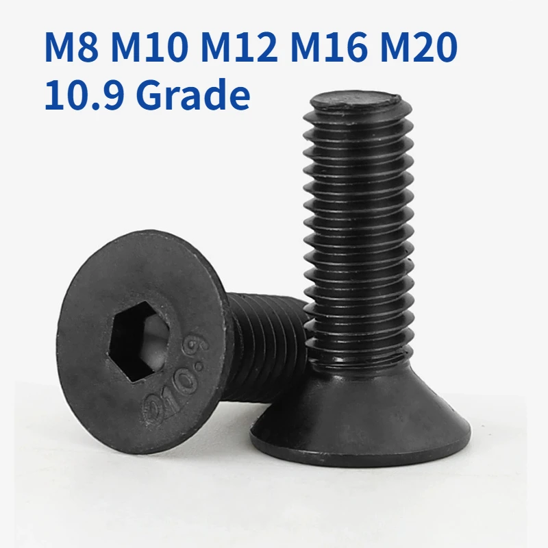 M8 M10 M12 M16 M20 10.9 Klasy stal węglowa z łbem stożkowym Śruba z łbem sześciokątnym z gniazdem sześciokątnym Śruba imbusowa z łbem płaskim