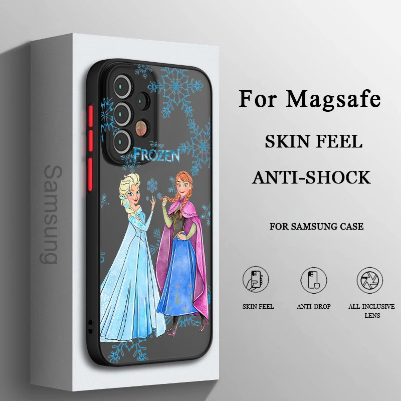 Disney Anna Elsa Cute For Samsung Galaxy A91 A81 A71S A51 A04S A14 A13 A12 Frosted Translucent Phone Case