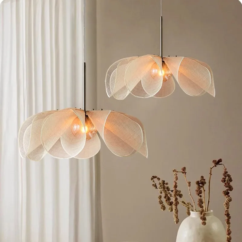 

Wabi Sabi Vintage Fabric LED Ceiling Hanging luminous Pendant Light,Living Room Lamp,Restaurant Chandelier Home Decor fixture