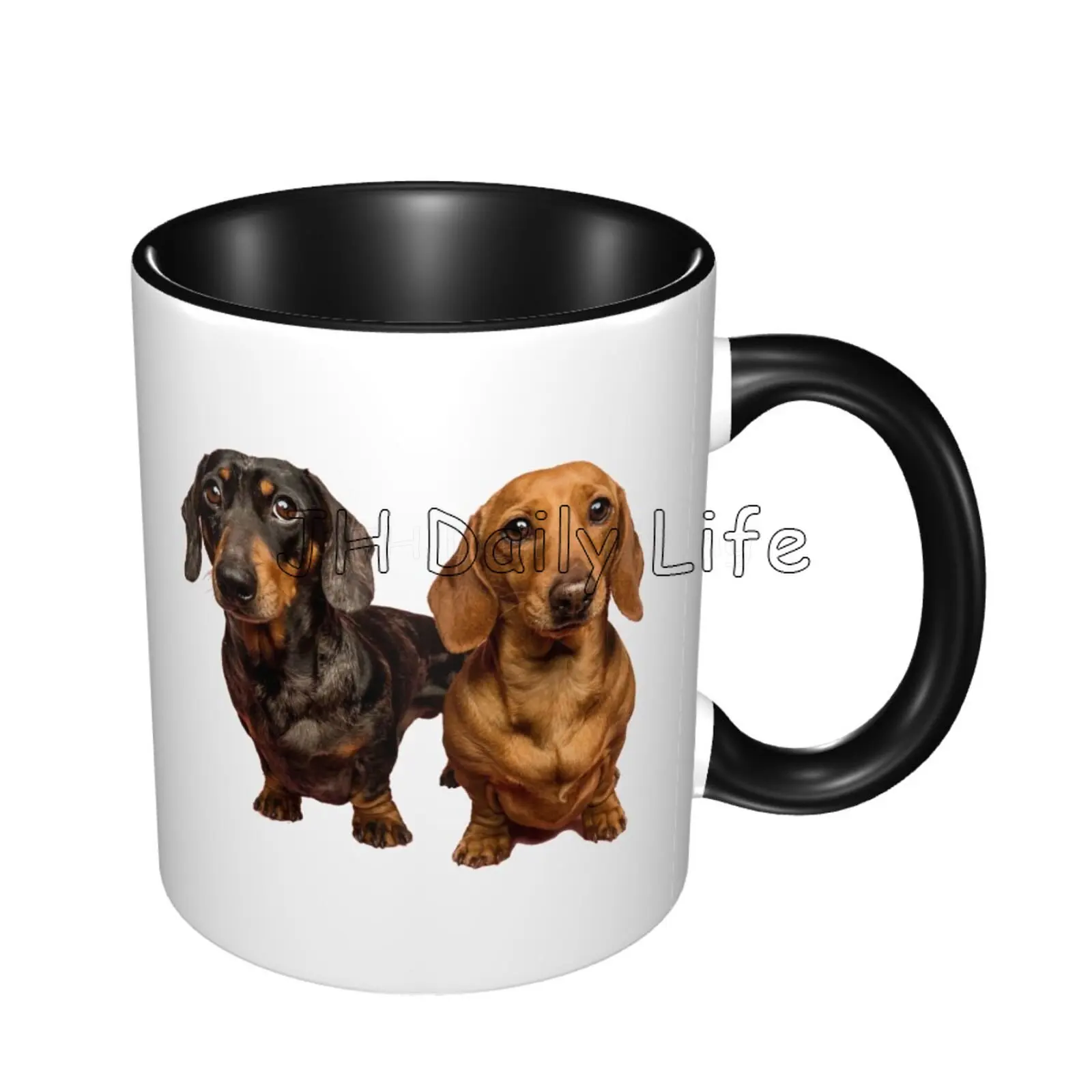 Cute Dachshund Coffee Mugs Tea Cocoa Cup Customize Black Red Pink Green Ceramic Cups Unique Birthday Gifts for Boys Girls Kids